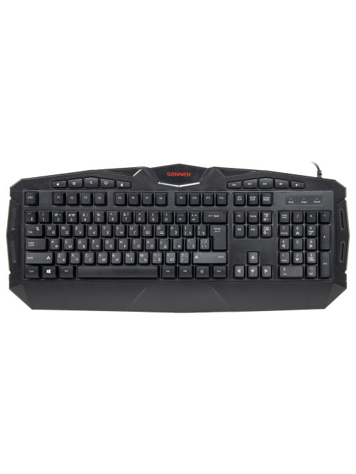 Клавиатура проводная игровая SONNEN Q9M, USB, 114 клавиш, РАДУЖНАЯ LED-подсветка, черная, 513511