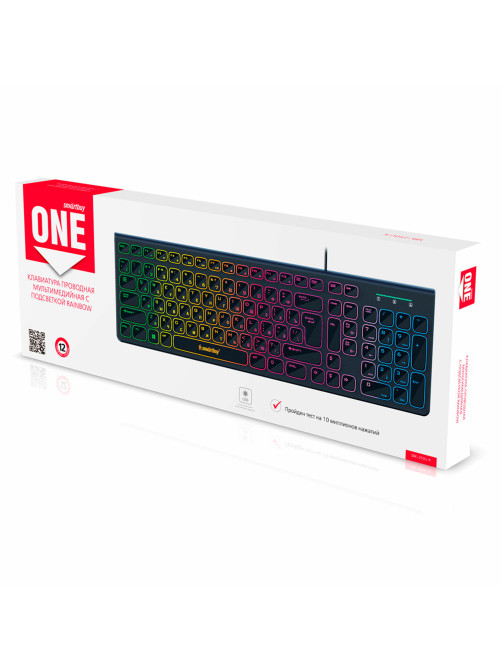 Клавиатура проводная с подсветкой SMARTBUY ONE 250, USB, 104 клавиши, черная, SBK-250U-K