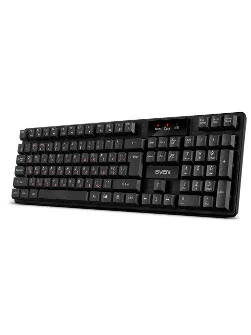 Клавиатура беспроводная SVEN KB-C2300W, USB, 104 клавиши, 2,4 GHz, черная, SV-021474