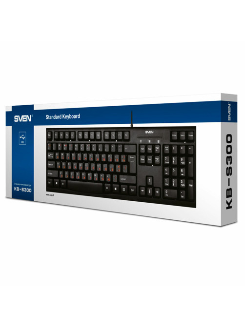 Клавиатура проводная SVEN KB-S300, USB, 104 клавиши, чёрная, SV-015756
