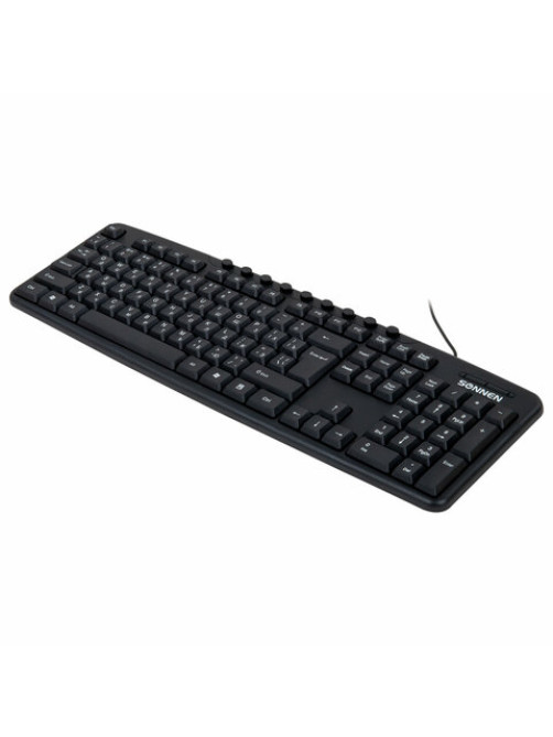 Клавиатура проводная SONNEN KB-8137, USB, 104 клавиши + 9 дополнительных, мультимедийная, черная, 512652
