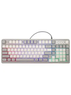 Клавиатура проводная бесшумная USB, 102+98 клавиш, LED-подсветка, SONNEN K620, слоновая кость / серая, 513950