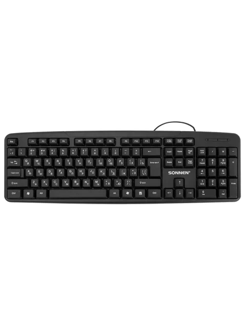 Клавиатура проводная бесшумная, USB, 104 клавиши, SONNEN KB-8136, черная, 513946