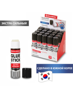 Клей-карандаш BRAUBERG ULTRA STRONG, УСИЛЕННАЯ ФОРМУЛА, 15 г, ЮЖНАЯ КОРЕЯ, 229545