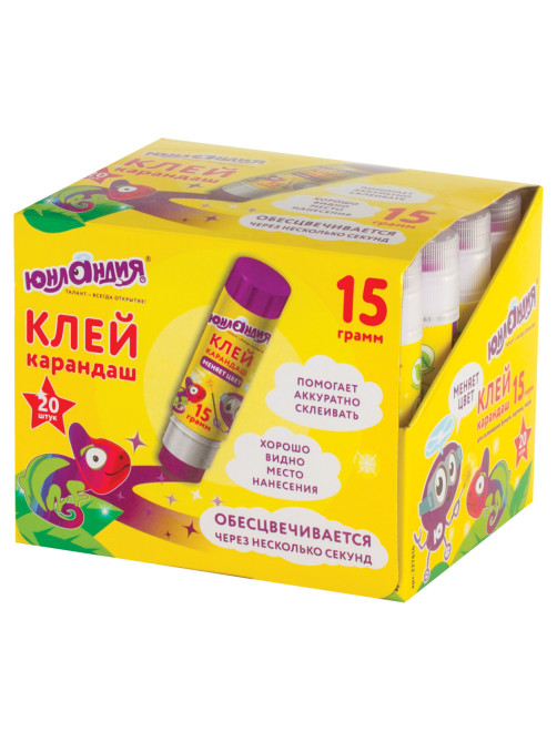 Клей-карандаш цветной ЮНЛАНДИЯ 