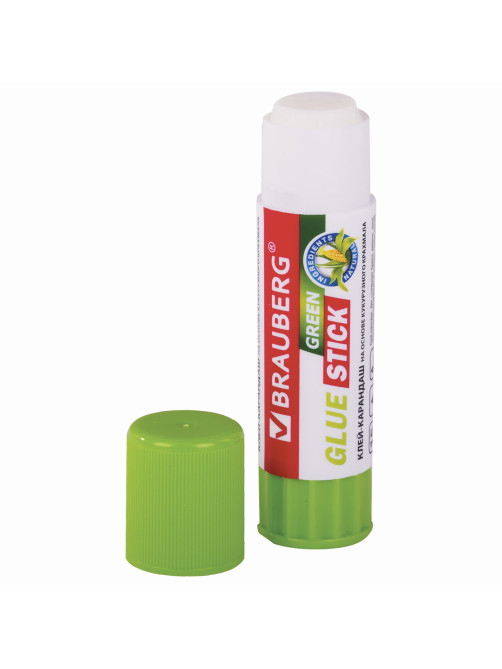 Клей-карандаш на натуральной основе BRAUBERG GREEN, 15 г, 270437