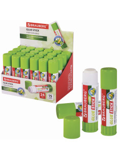 Клей-карандаш на натуральной основе BRAUBERG GREEN, 15 г, 270437