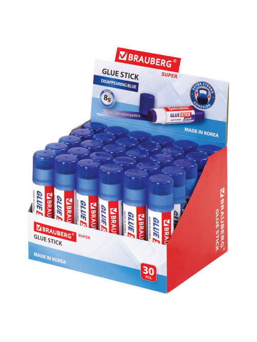 Клей-карандаш BRAUBERG SUPER, 8 г, обесцвечивающийся после высыхания, ЮЖНАЯ КОРЕЯ, 229544
