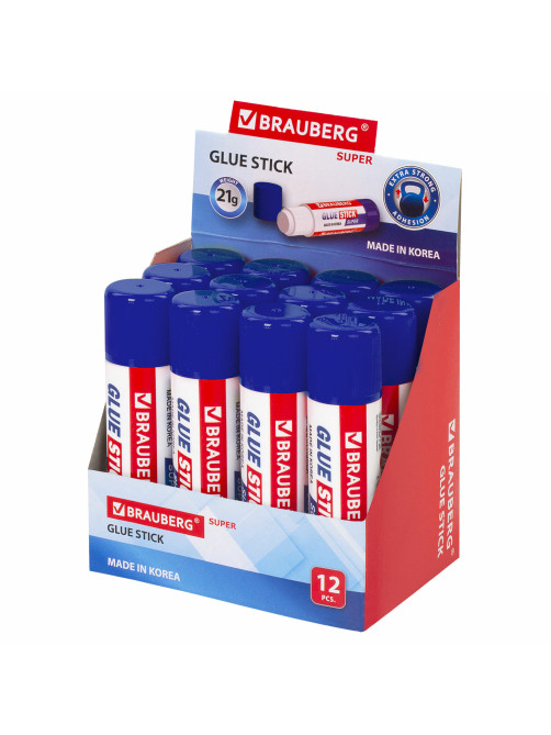 Клей-карандаш BRAUBERG SUPER, 21 г, ЮЖНАЯ КОРЕЯ, 229542