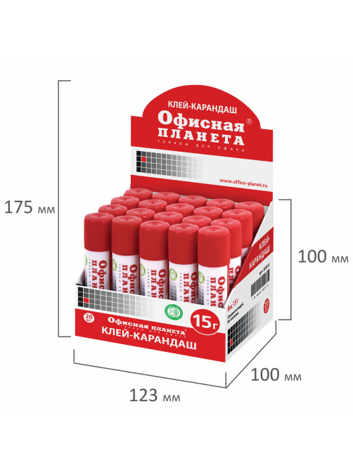 Клей-карандаш ОФИСНАЯ ПЛАНЕТА, 15 г, 222013