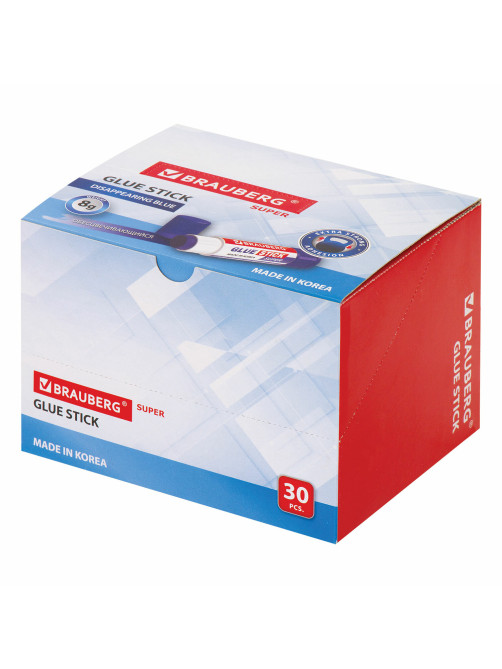 Клей-карандаш BRAUBERG SUPER, 8 г, обесцвечивающийся после высыхания, ЮЖНАЯ КОРЕЯ, 229544