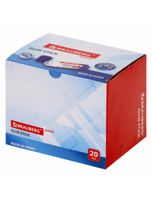 Клей-карандаш BRAUBERG SUPER, 15 г, ЮЖНАЯ КОРЕЯ, 229541