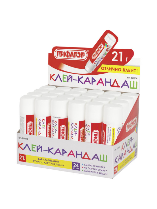 Клей-карандаш ПИФАГОР, 21 г, 227610