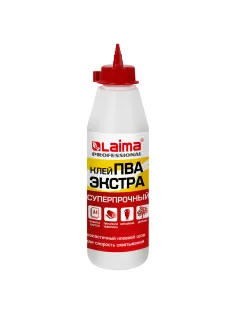 Клей ПВА Экстра Суперпрочный 0,5 кг (керамика, ткань, кожа, дерево, бумага, картон), LAIMA, 606430