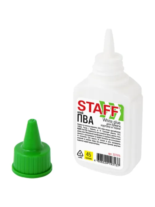 Клей ПВА STAFF EVERYDAY, 45 г, с дозатором, 227375