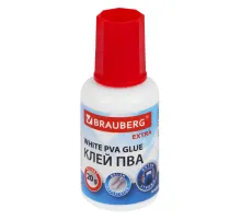 Клей ПВА УСИЛЕННЫЙ 20 г с кисточкой (бумага, фотографии, картон, дерево), BRAUBERG Extra, 272998