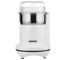 Кофемолка CENTEK CT-1365, мощность 250 Вт, вместимость 70 г, пластик, белая, CT-1365 White