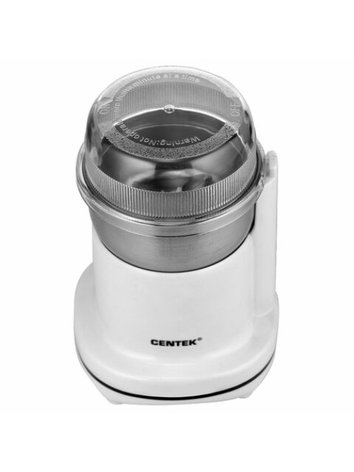 Кофемолка CENTEK CT-1365, мощность 250 Вт, вместимость 70 г, пластик, белая, CT-1365 White
