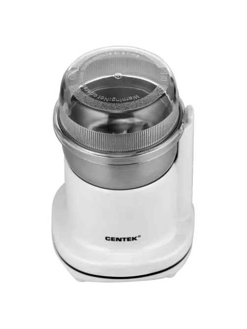 Кофемолка CENTEK CT-1365, мощность 250 Вт, вместимость 70 г, пластик, белая, CT-1365 White