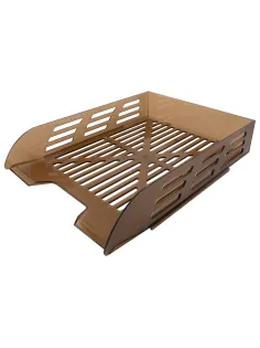Лоток горизонтальный для бумаг BRAUBERG ECO, 330х245х65 мм, сетчатый, дымчатый, 239012