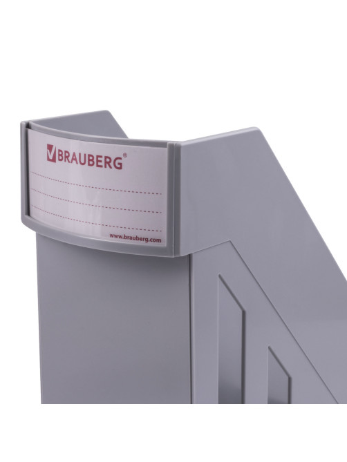 Лоток вертикальный для бумаг, увеличенная ширина (277х100х290 мм), BRAUBERG-MAXI, серый, 231051