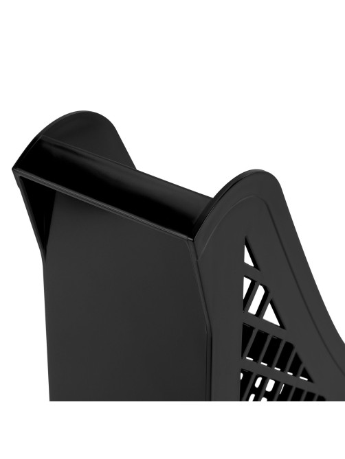 Лоток вертикальный для бумаг BRAUBERG ECO, 240х80х290 мм, сетчатый, черный, 239014