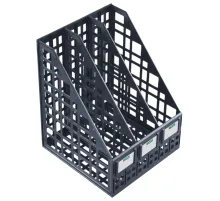 Лоток вертикальный для бумаг (250х245х295 мм), 3 отделения, сетчатый, сборный, черный, ЛТВ-63720