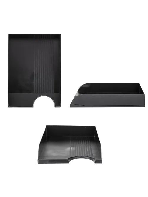 Лоток горизонтальный для бумаг BRAUBERG Standard, 350х253х65 мм, черный, 237947