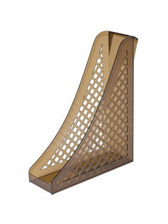 Лоток вертикальный для бумаг BRAUBERG ECO, 240х80х290 мм, сетчатый, дымчатый, 239015
