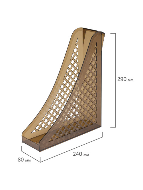 Лоток вертикальный для бумаг BRAUBERG ECO, 240х80х290 мм, сетчатый, дымчатый, 239015