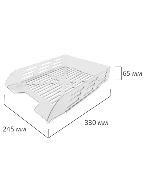 Лоток горизонтальный для бумаг BRAUBERG ECO, 330х245х65 мм, сетчатый, прозрачный, 239013