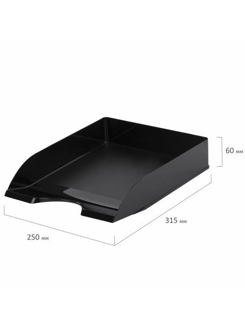 Лоток горизонтальный для бумаг BRAUBERG ORIGINAL, 315х250х60 мм, черный, 238104