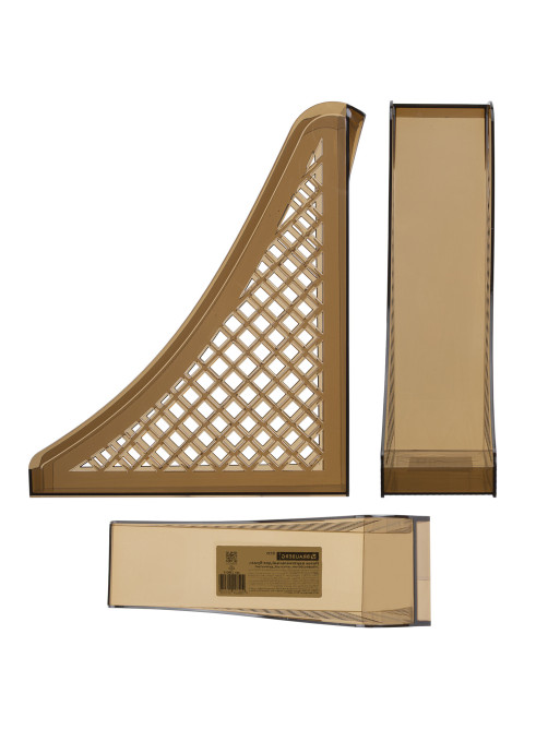 Лоток вертикальный для бумаг BRAUBERG ECO, 240х80х290 мм, сетчатый, дымчатый, 239015