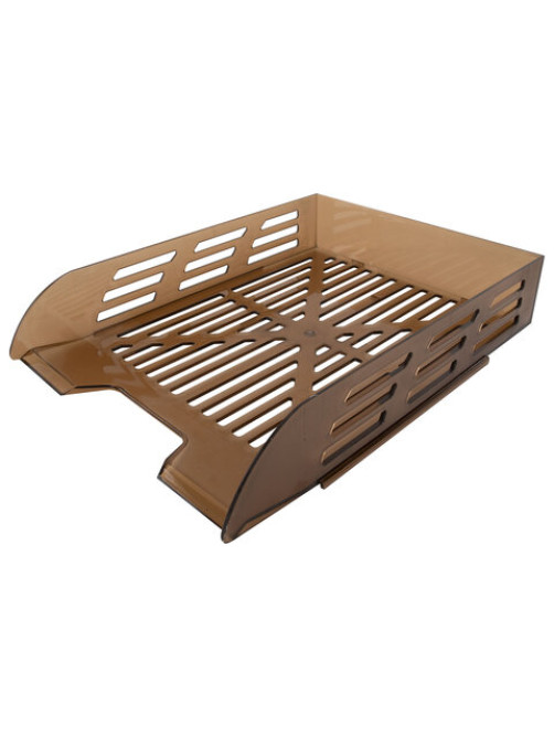 Лоток горизонтальный для бумаг BRAUBERG ECO, 330х245х65 мм, сетчатый, дымчатый, 239012