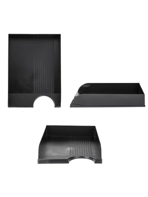 Лоток горизонтальный для бумаг BRAUBERG Standard, 350х253х65 мм, черный, 237947