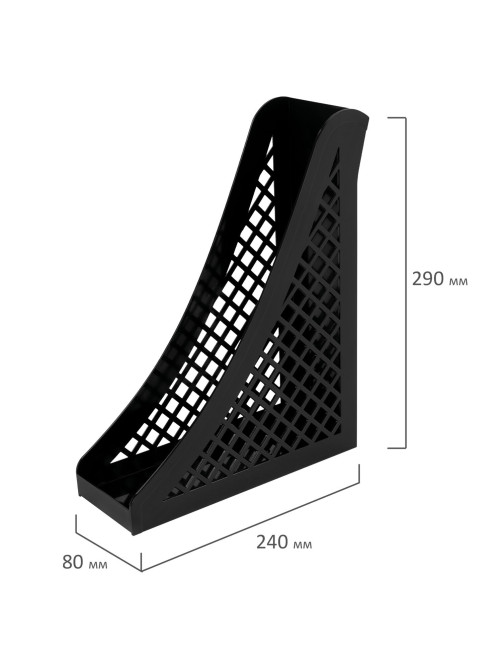 Лоток вертикальный для бумаг BRAUBERG ECO, 240х80х290 мм, сетчатый, черный, 239014