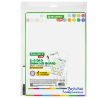 Доска для рисования с маркером двухсторонняя, в клетку/белая, 24х34 см (А4), BRAUBERG KIDS, 238152