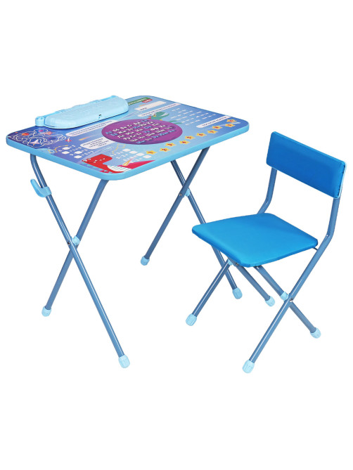 Комплект детской мебели голубой КОСМОС: стол + стул, пенал, BRAUBERG NIKA KIDS, 532634