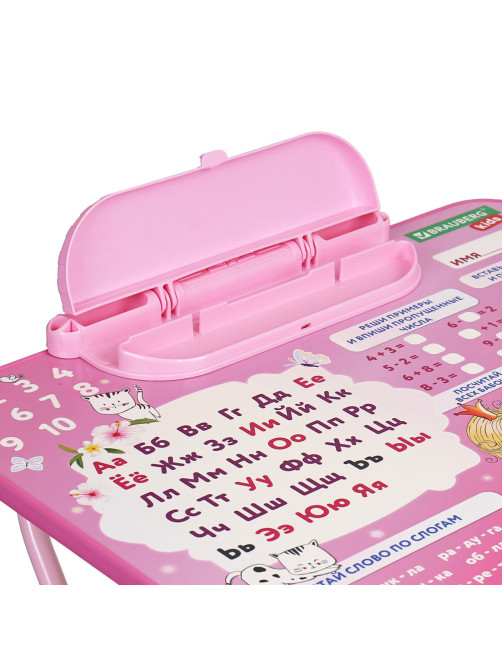 Комплект детской мебели розовый ПРИНЦЕССА: стол + стул, пенал, BRAUBERG NIKA KIDS, 532635