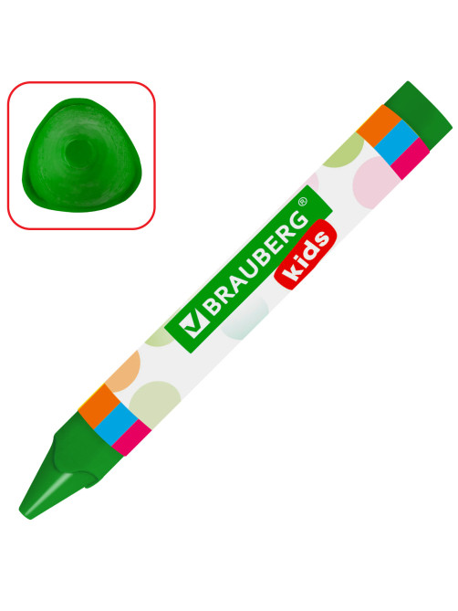 Восковые мелки трехгранные утолщенные BRAUBERG KIDS, НАБОР 12 цветов, 271695
