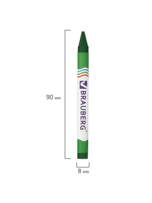 Восковые мелки BRAUBERG, НАБОР 6 цветов, 222961