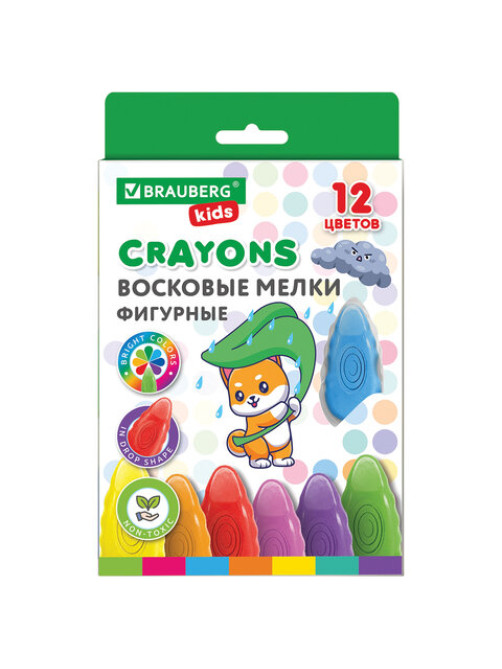 Восковые мелки фигурные BRAUBERG KIDS 