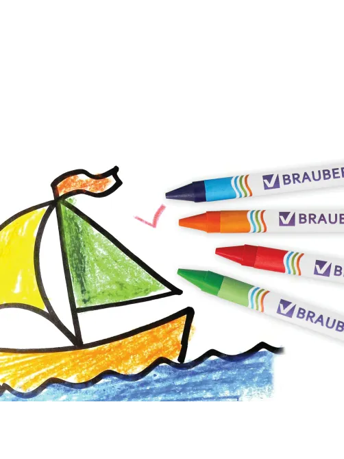Восковые мелки BRAUBERG, НАБОР 12 цветов, 222962