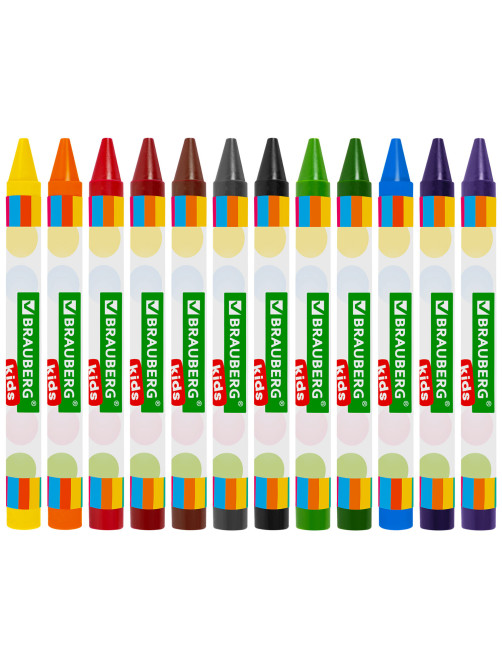 Восковые мелки BRAUBERG KIDS, НАБОР 12 цветов, 271696