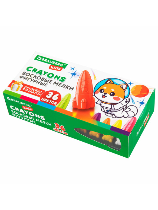 Восковые мелки фигурные BRAUBERG KIDS 