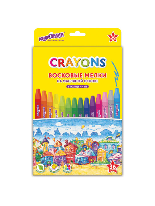 Восковые мелки утолщенные на масляной основе ЮНЛАНДИЯ 