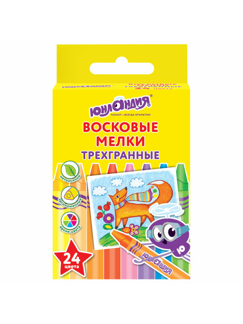 Восковые мелки трехгранные ЮНЛАНДИЯ 