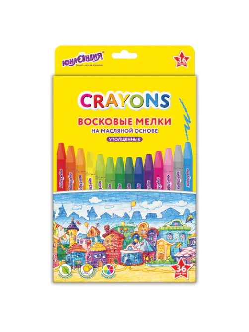 Восковые мелки утолщенные на масляной основе ЮНЛАНДИЯ 