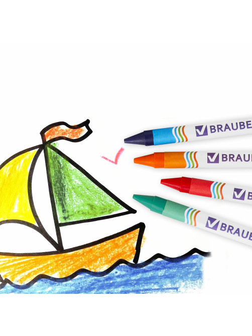 Восковые мелки BRAUBERG, НАБОР 24 цвета, 222964