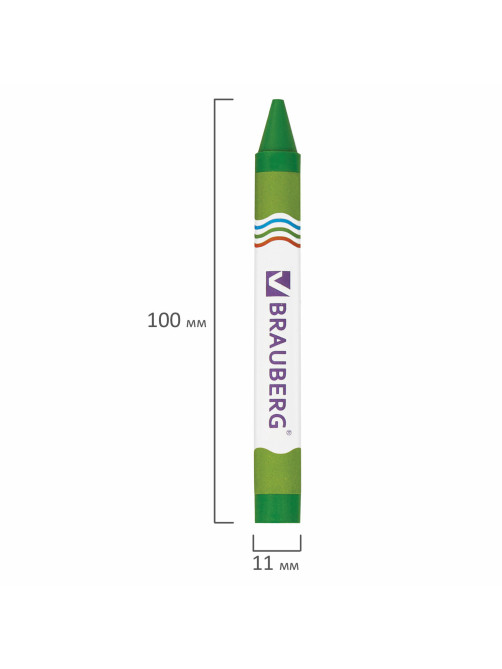 Восковые мелки утолщенные BRAUBERG, НАБОР 12 цветов, 222966